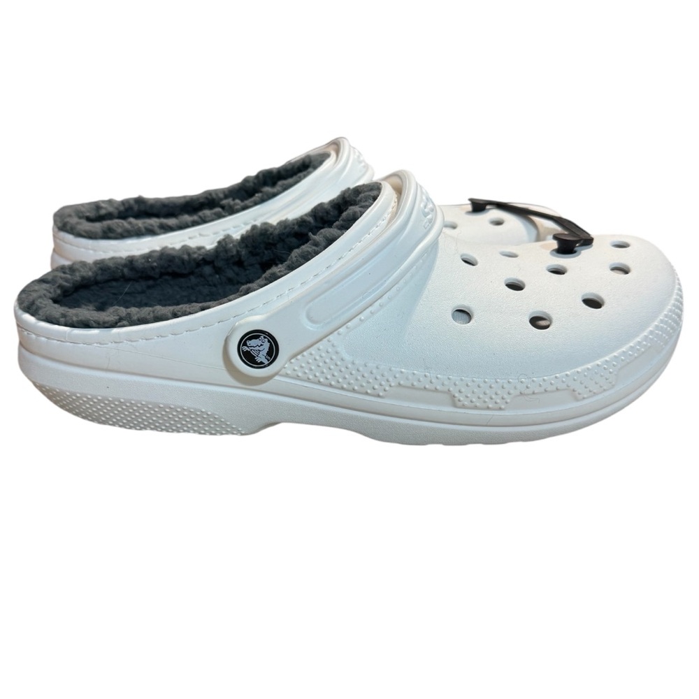 M10/W11 Crocs White Fleece-Lined Slip-On Clog